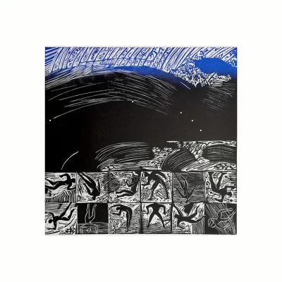 Serie Marinas. La gran ola. Xilografía
